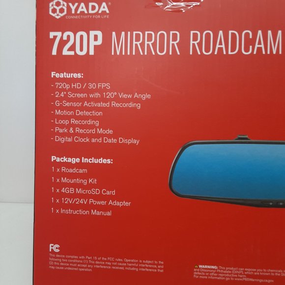 Yada RoadCam 720P Mirror Camera, 120-Degree Wide Angle Lens, G-Sensor Technology - Picture 6 of 11